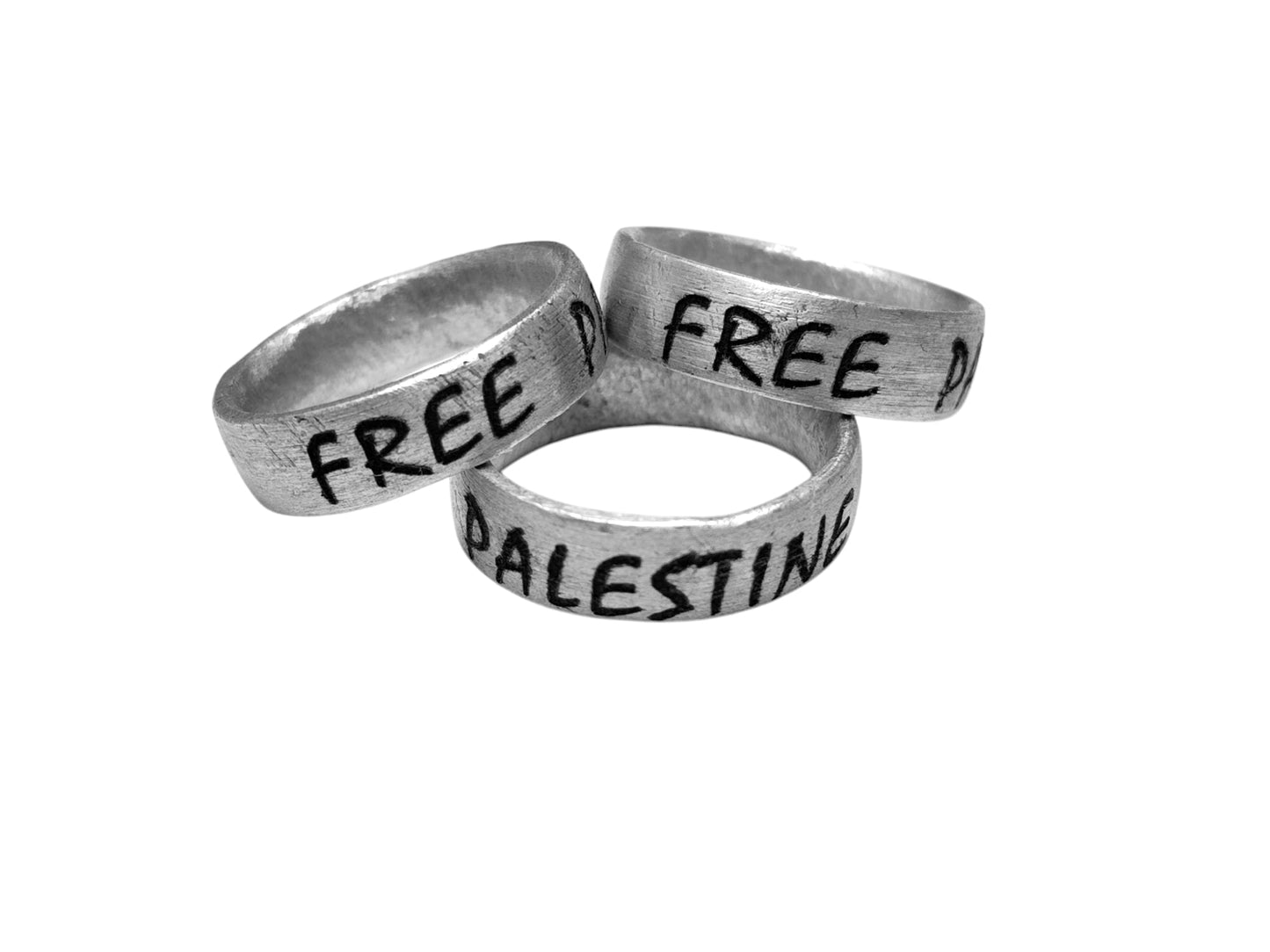Anello "Free Palestine" in Alluminio Riciclato – Edizione Solidale
