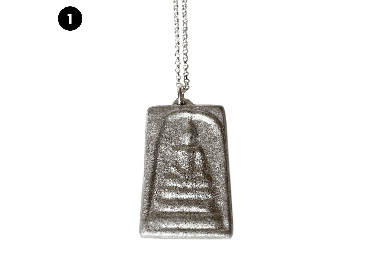 collana da donna etnica con buddha pendente in alluminio riciclato e catenina in acciaio inox anallergico