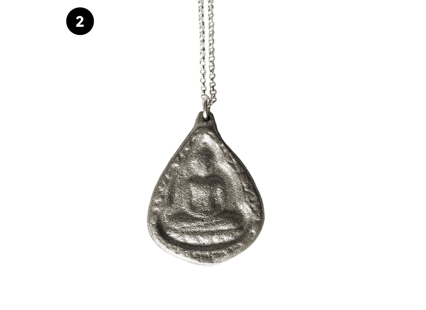 collana da donna etnica con buddha pendente in alluminio riciclato e catenina in acciaio inox anallergico