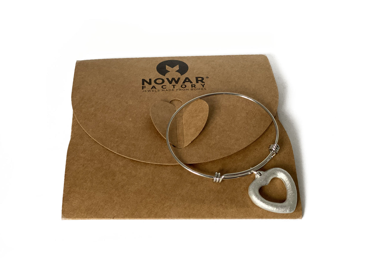 bracciale in acciao inossidabile anallergico nichel free con pendente a cuore in alluminio riciclato