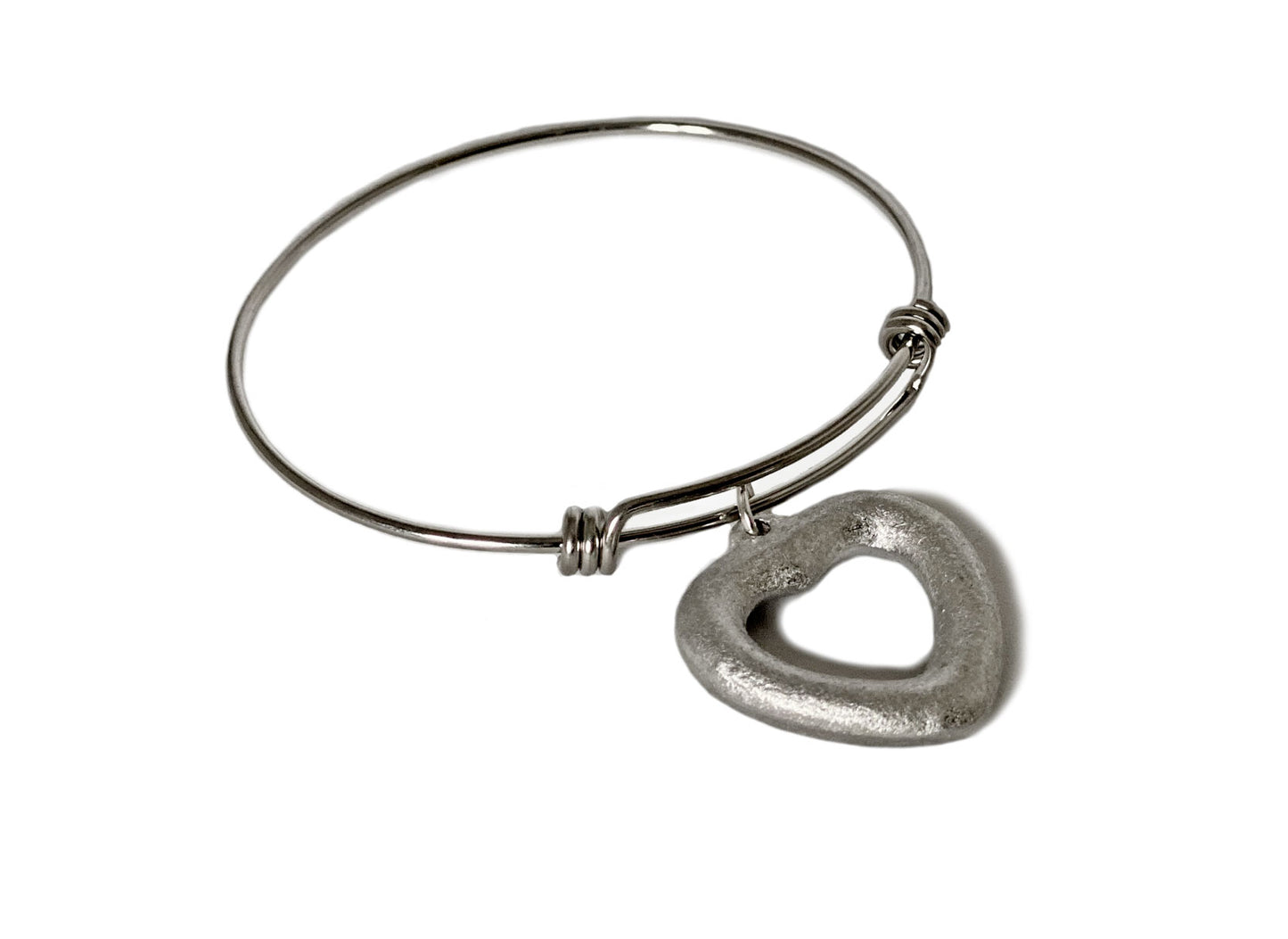 bracciale in acciao inossidabile anallergico nichel free con pendente a cuore in alluminio riciclato
