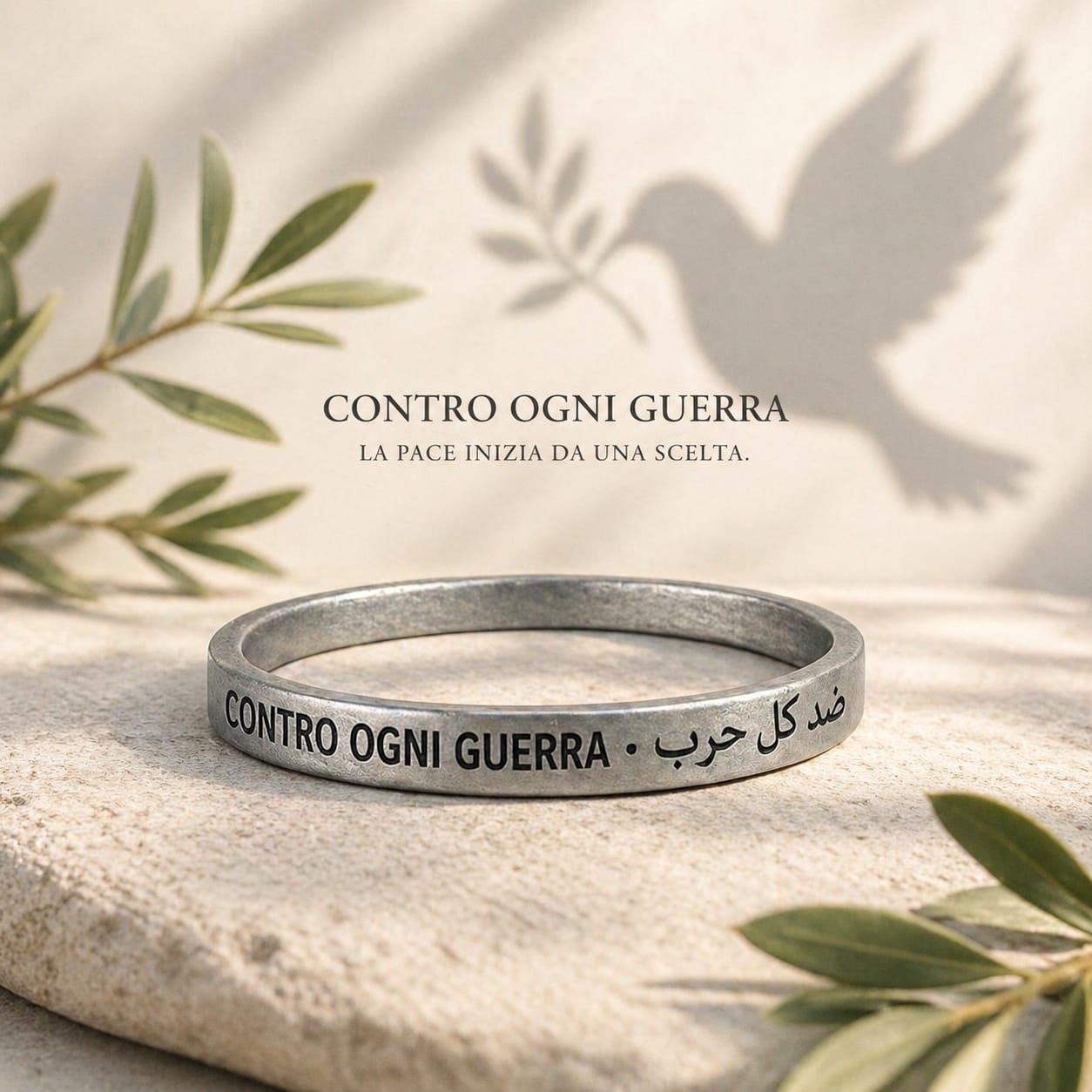Bracciale Contro Ogni Guerra – Inciso e Colorato a Mano