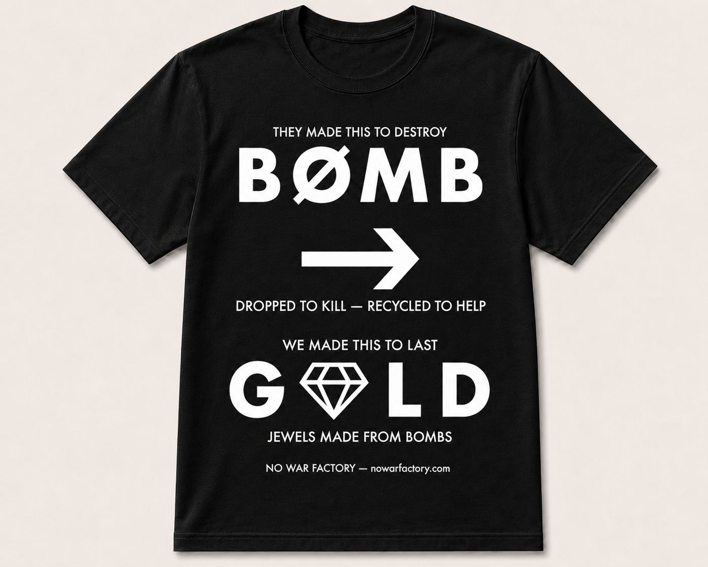 T-Shirt Manifesto No War Factory — maglia bianca