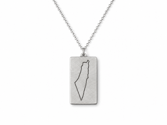 Collana mappa della Palestina in alluminio riciclato fatta a mano