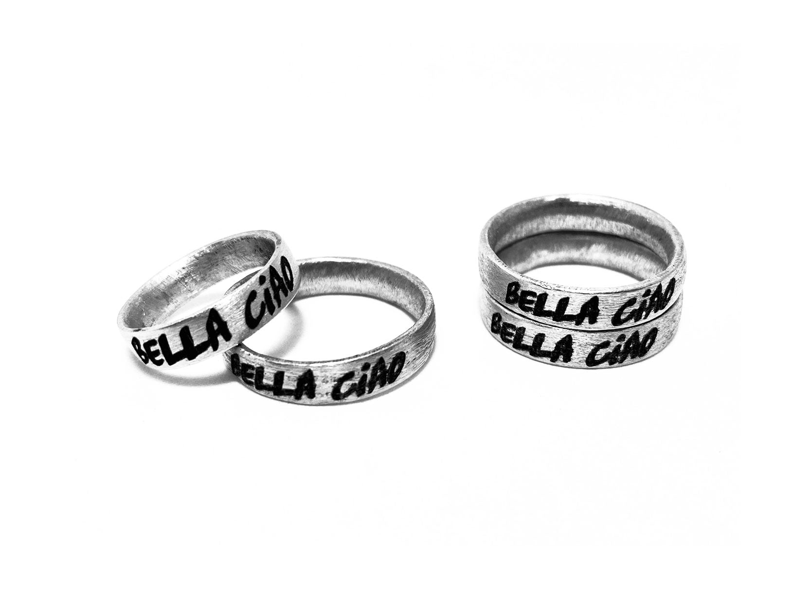 anelli unisex anelli alluminio anelli donna fascia larga anelli bigiotteria anelli artigianali anello inciso anello bella ciao anello scritta fatta a mano